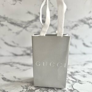 Gucci Shopping Bag Mini Grey Silver Designer Authentic